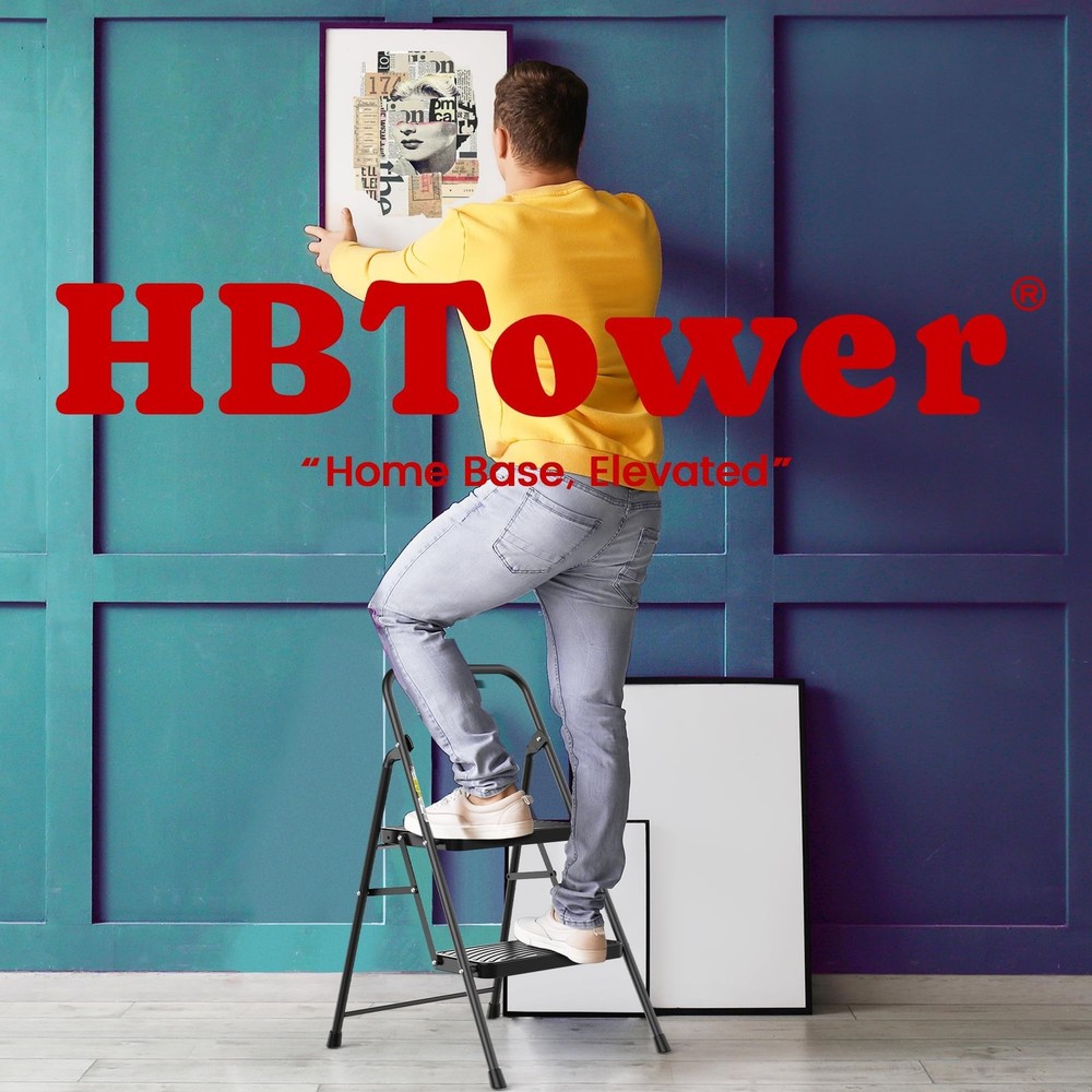 2 Step Ladder, Step Stool with Wide Anti-Slip Pedal, Folding Step Stool with ...