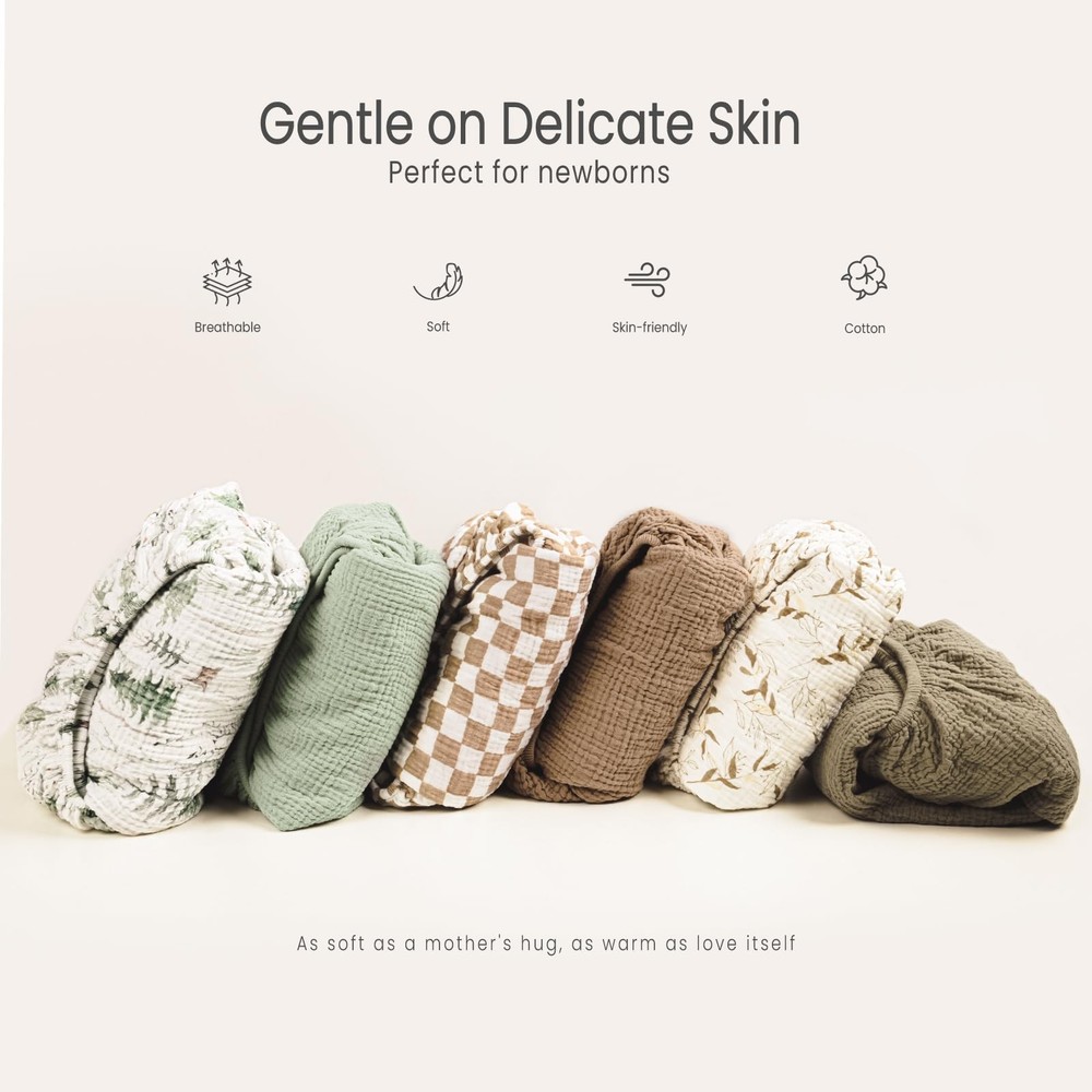 Fitted Crib Sheets 2-Pack: Soft Muslin Cotton for Standard Crib - Boho Forest...