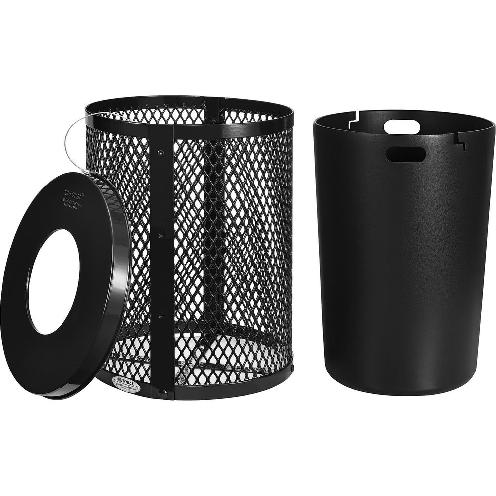 Thermoplastic Coated Mesh Receptacle w/Flat Lid 36 Gallon Black