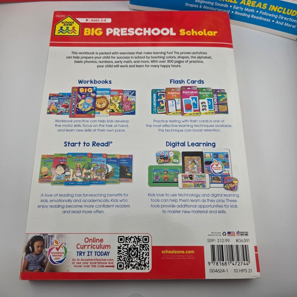 Learning Workbook Bundle Preschool Kindergarten First Grade 3 Books