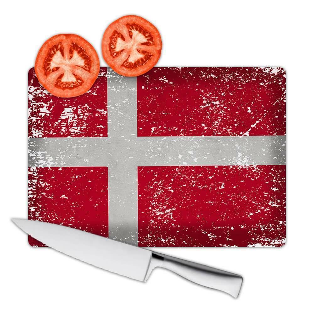 Gift Cutting Board : Denmark Flag Retro Artistic Danish Expat Country