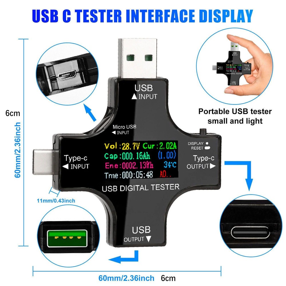 New USB Power Meter USB Power Meter Tester Accepts Maximum Current: 5.1A