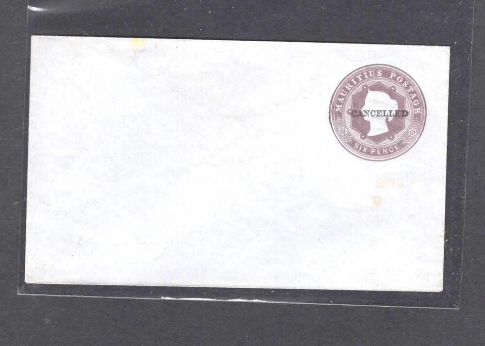 Mauritius  6 pence  postal  envelope   overprinted   cancelled  unused