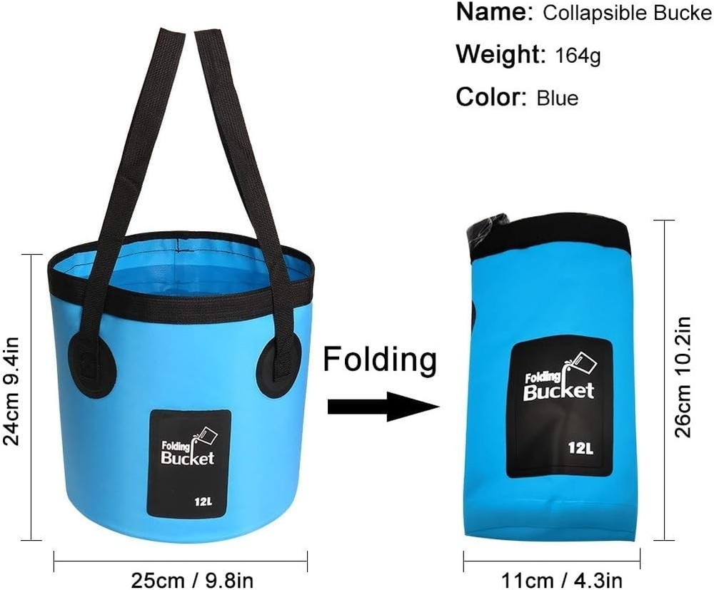 Collapsible Bucket with Handle, Multifunctional Foldable Water Container, 12L...