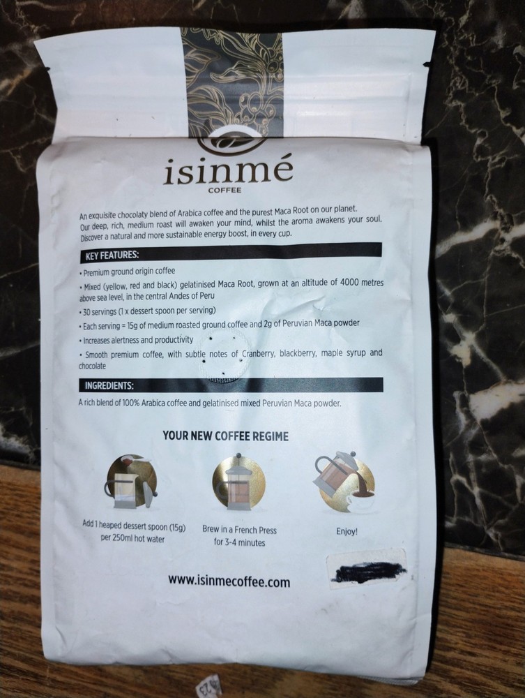 isinmeé medium roast coffee with maca root