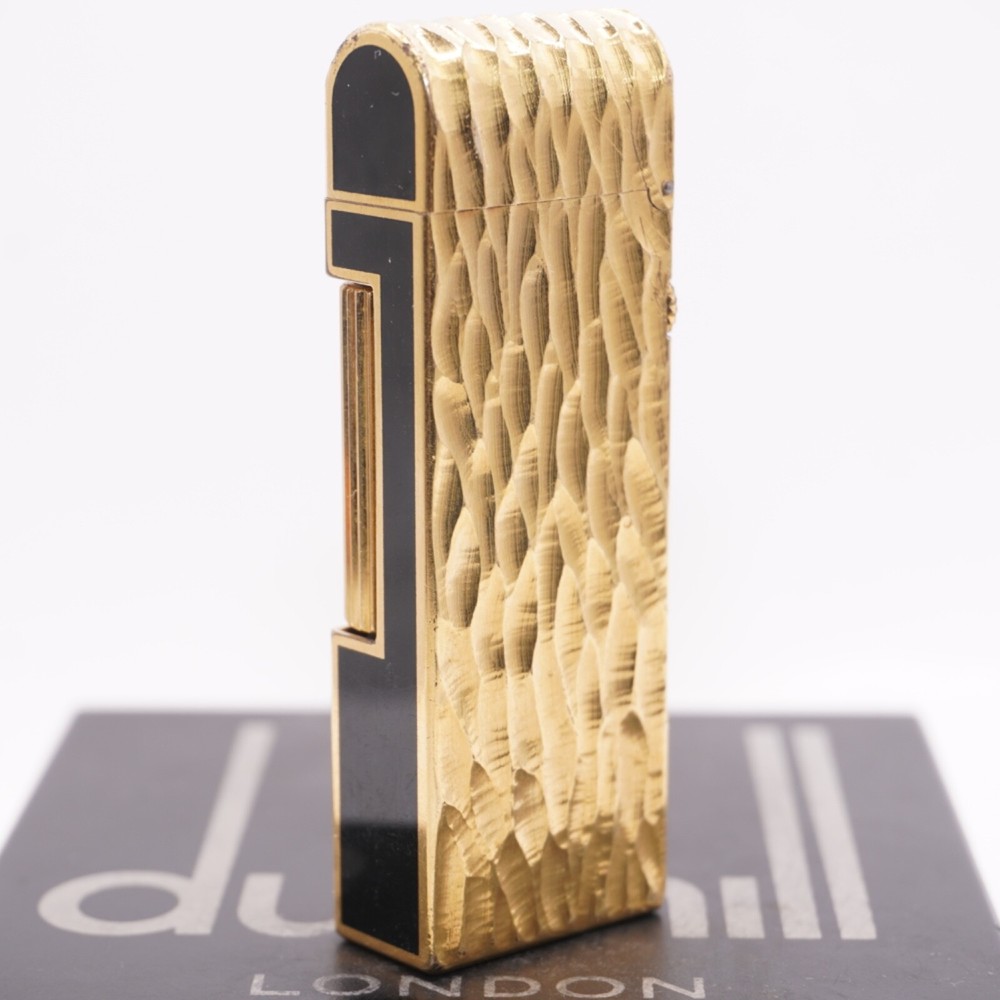 Dunhill Dome Lighter Gold plated with Black Lacquer_ Fully Working Condition