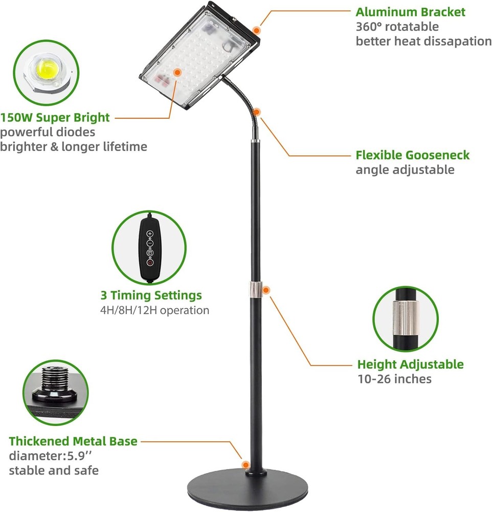 LBW Grow Light for Indoor Plants, Full one-head timer, Medium-One Head Timer