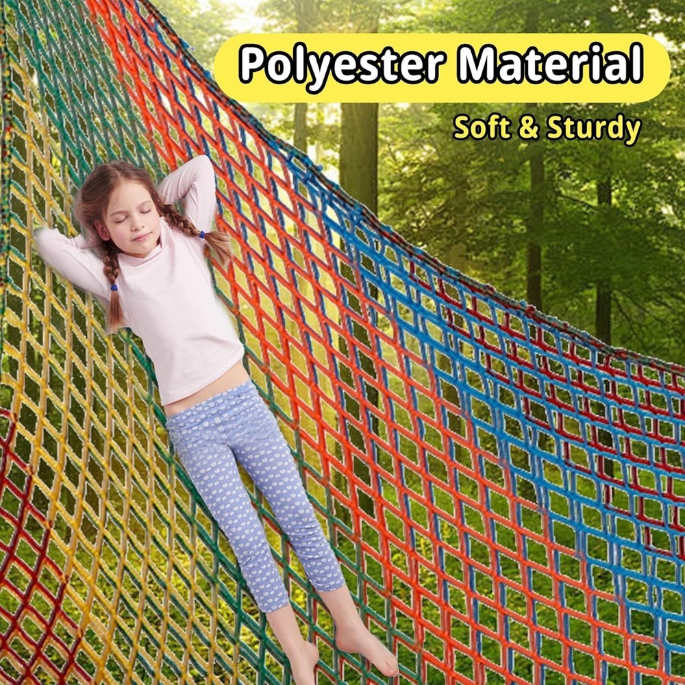 Easy-Install Double Layer Climbing Net 14.7' x 9.8' - Perfect for Backyard Play