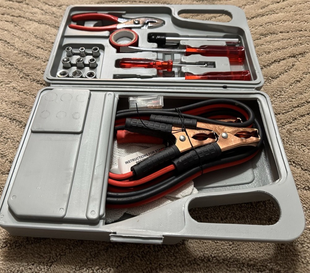30 Piece Roadside Emergency Kit With Jumper Cables