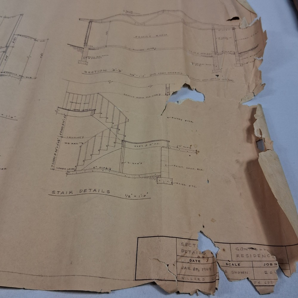 Mid Century Original 1969 Architectural Blueprints Drawings