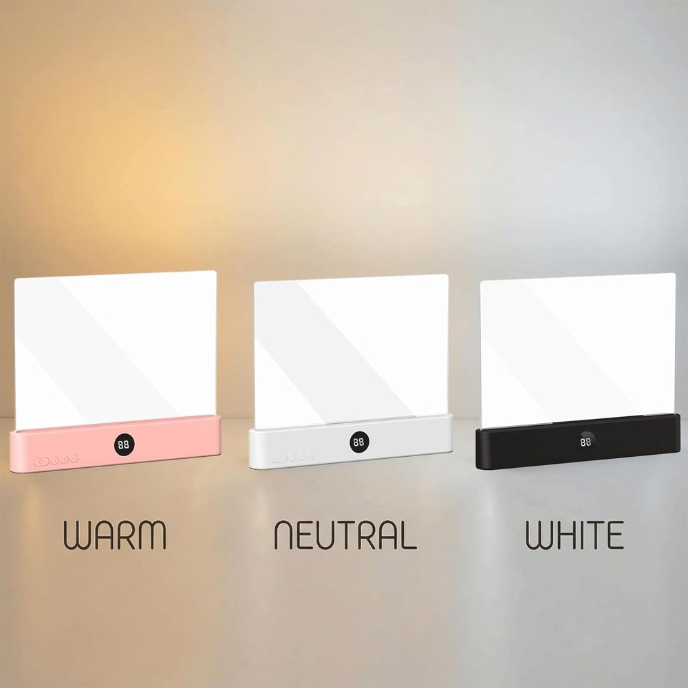 Pink Rechargeable LED Book Light 3-Color Adjustable Flat Panel w/ Timer & Memory