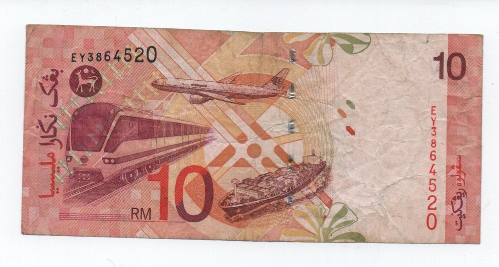MALAYSIA 10 RINGGIT 2001 PICK 42D LOOK SCANS