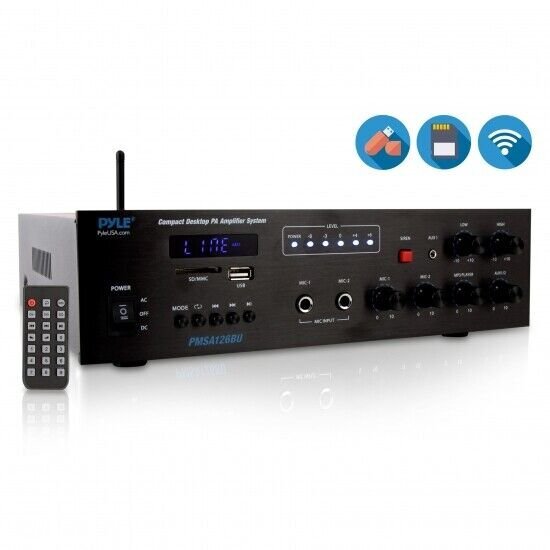 Pyle PMSA126BU Wireless Bluetooth Public Address Amplifier Receiver System 500W