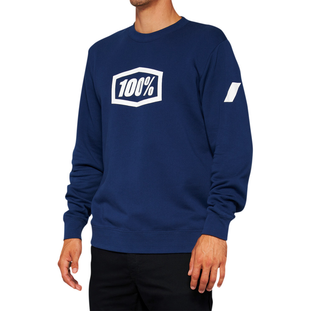 100% Icon Long-Sleeve Fleece Sweatshirt - Navy | Medium