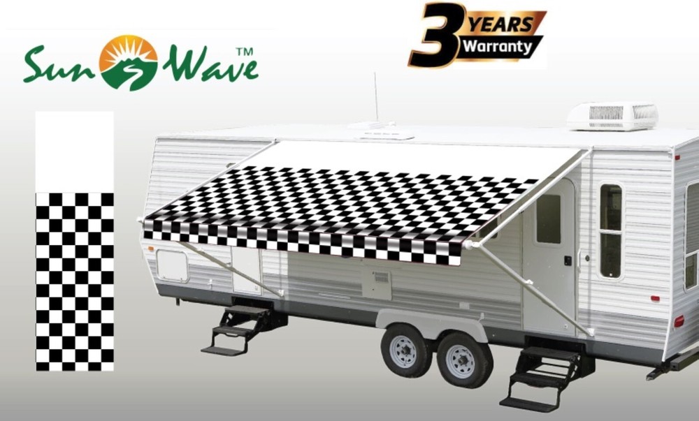 62720 RV Awning Replacement Fabric 20' (Actual Width 19'2") Checkered Flag