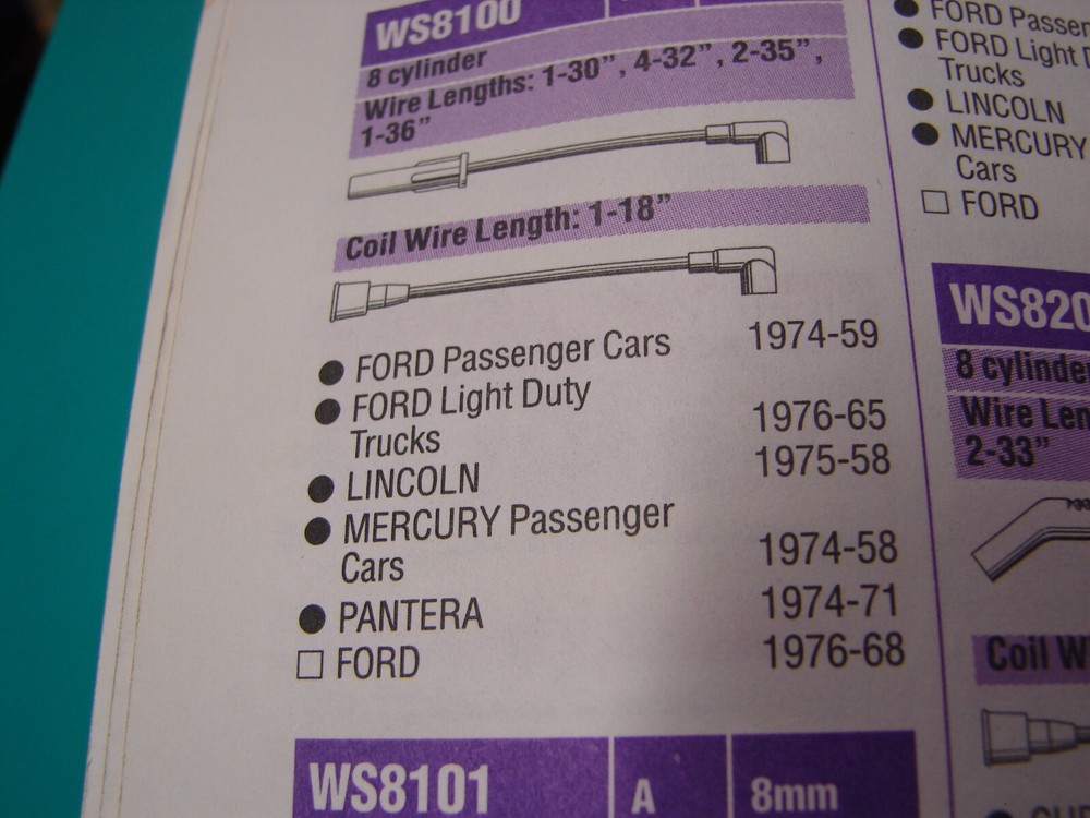 1958-76 Ford V8 Splitfire WS8100 Performance Ignition Spark Plug Wire Set - 8MM