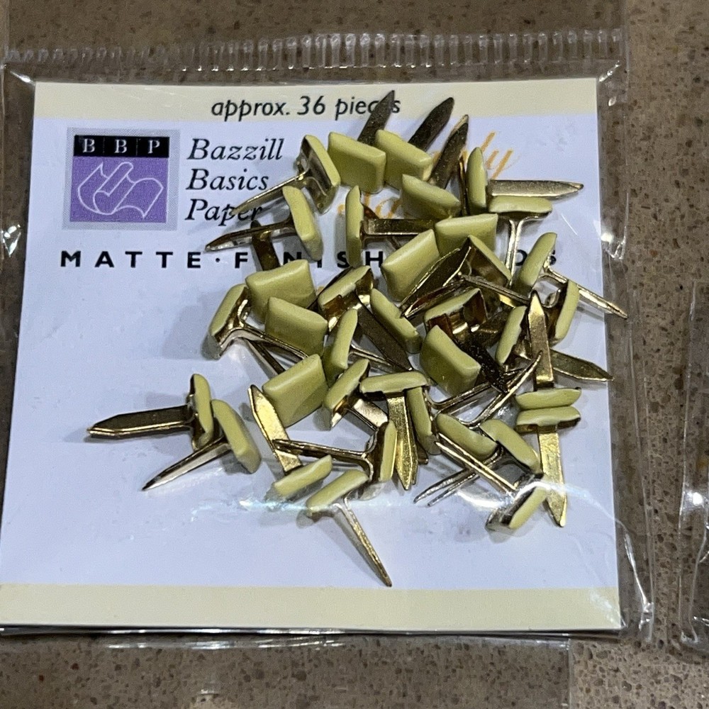 50 Bazzill Basic Brads Yellow Matte Square 36 pack Scrapbooking Embellishments
