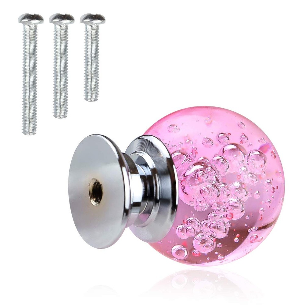12 PCS Crystal Cabinet Knobs Round Glass Bubbles Knobs Smooth Drawer Pulls Ha...