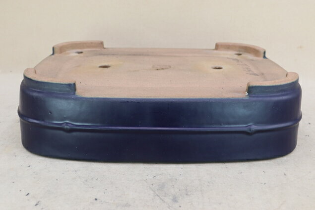 Bonsai Pot, Reihou Craft, Ruri-Glazed Bamboo Strap Rectangular Pot 35cm