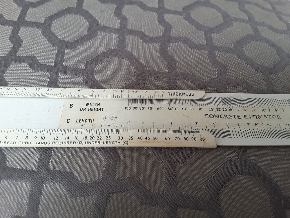 VINTAGE CONCRETE VOLUME SLIDE RULE