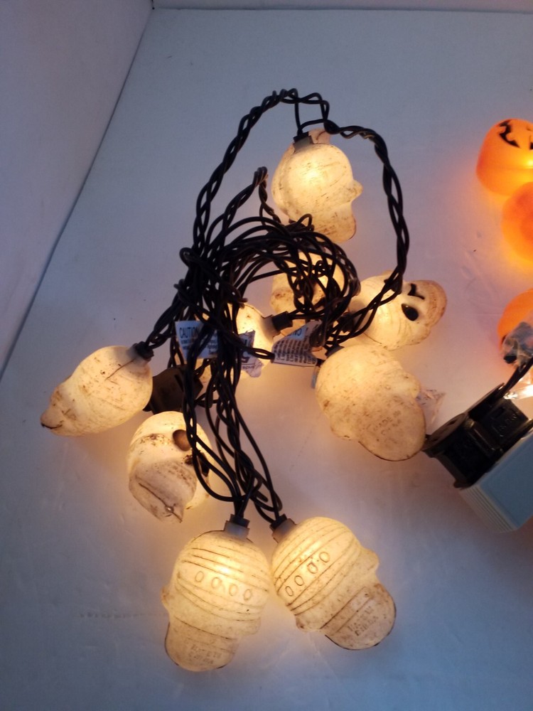 Halloween Skull And Jack O Lantern String Lights Spooky Decor