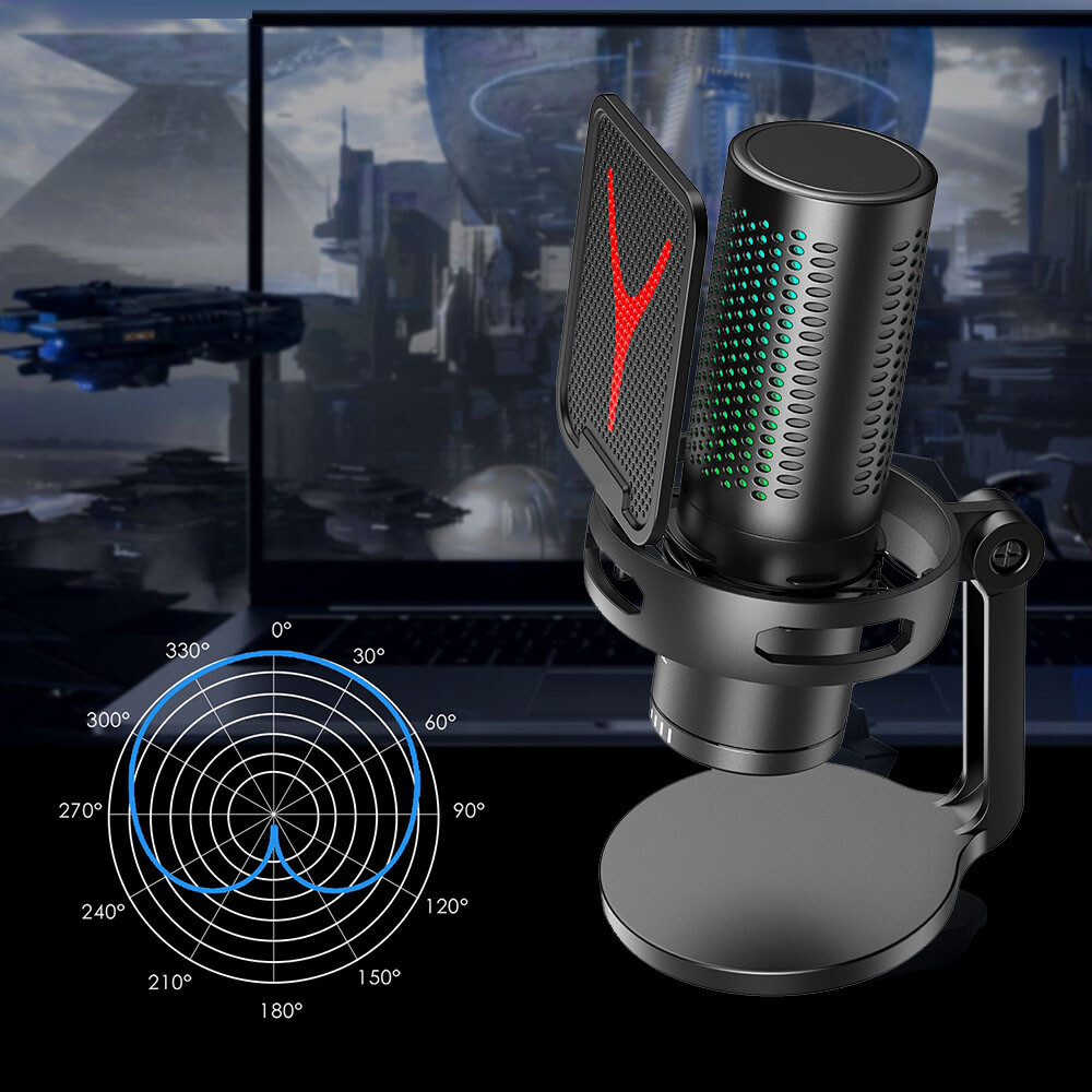 Gaming Microphone USB Computer Microphone for PC Mac PS4/5 Condenser Podcast RGB