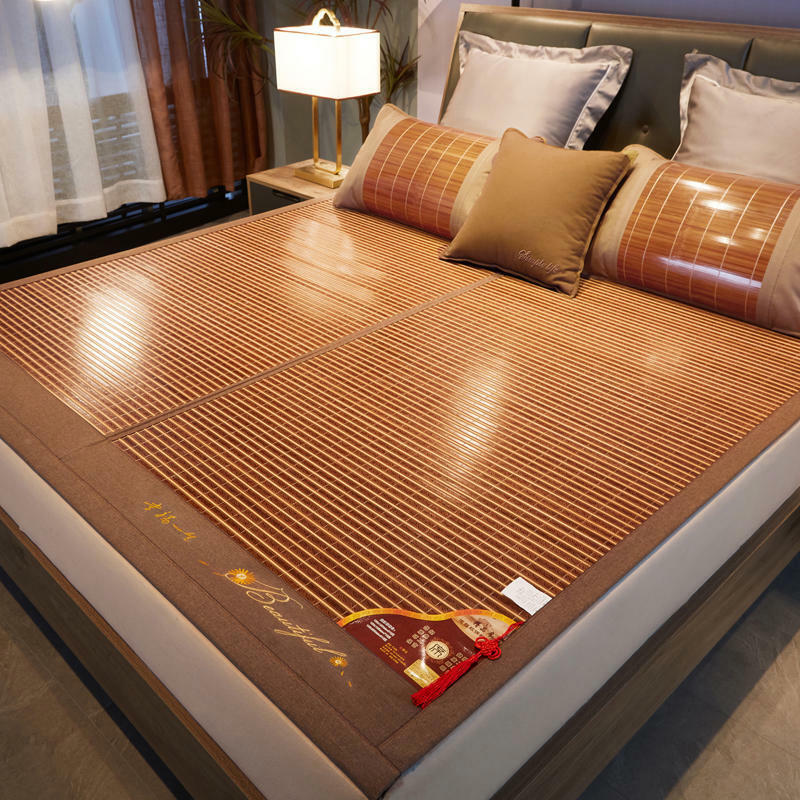 Bamboo Mat Folding Double Faces Cool Mat For Summer Multi Size Bed Mat Embroider