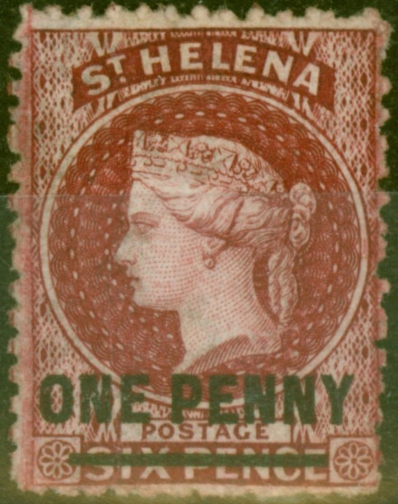 St Helena 1868 1d Lake SG7 Fine VLMM