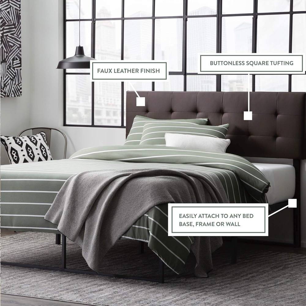 Hawthorne Modern Faux Leather Headboard - Adjustable King/Cal King, White