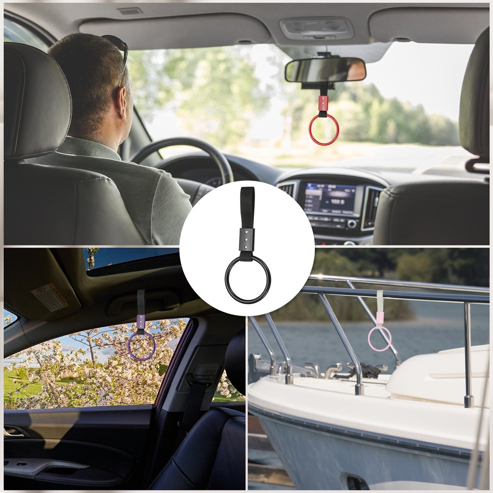 1Pcs Circle Shaped Car Handle Straps for Auto Bus, Black