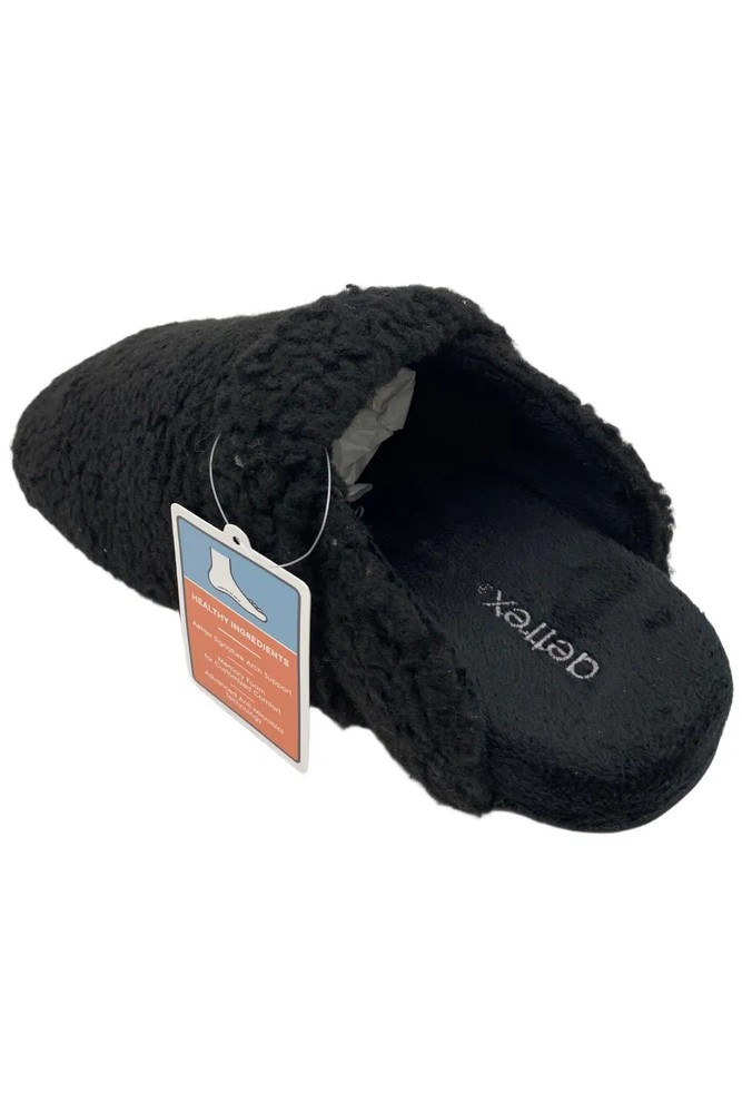 Aetrex Women's Mia Adjustable Strap Arch Support Slipper Blk