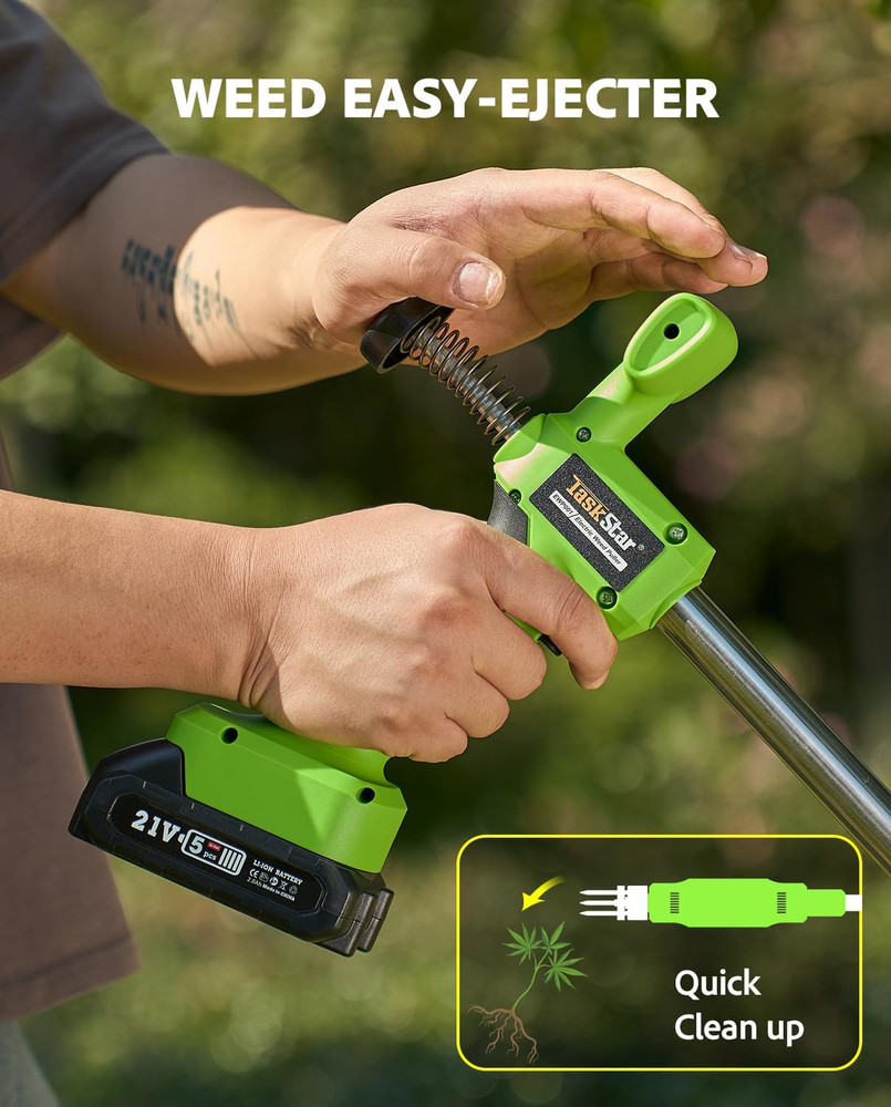 Electric Weed Puller Tool: 21V Battery Powered W/ 2Pcs 2000Mah, Heavy Duty 3-Cla