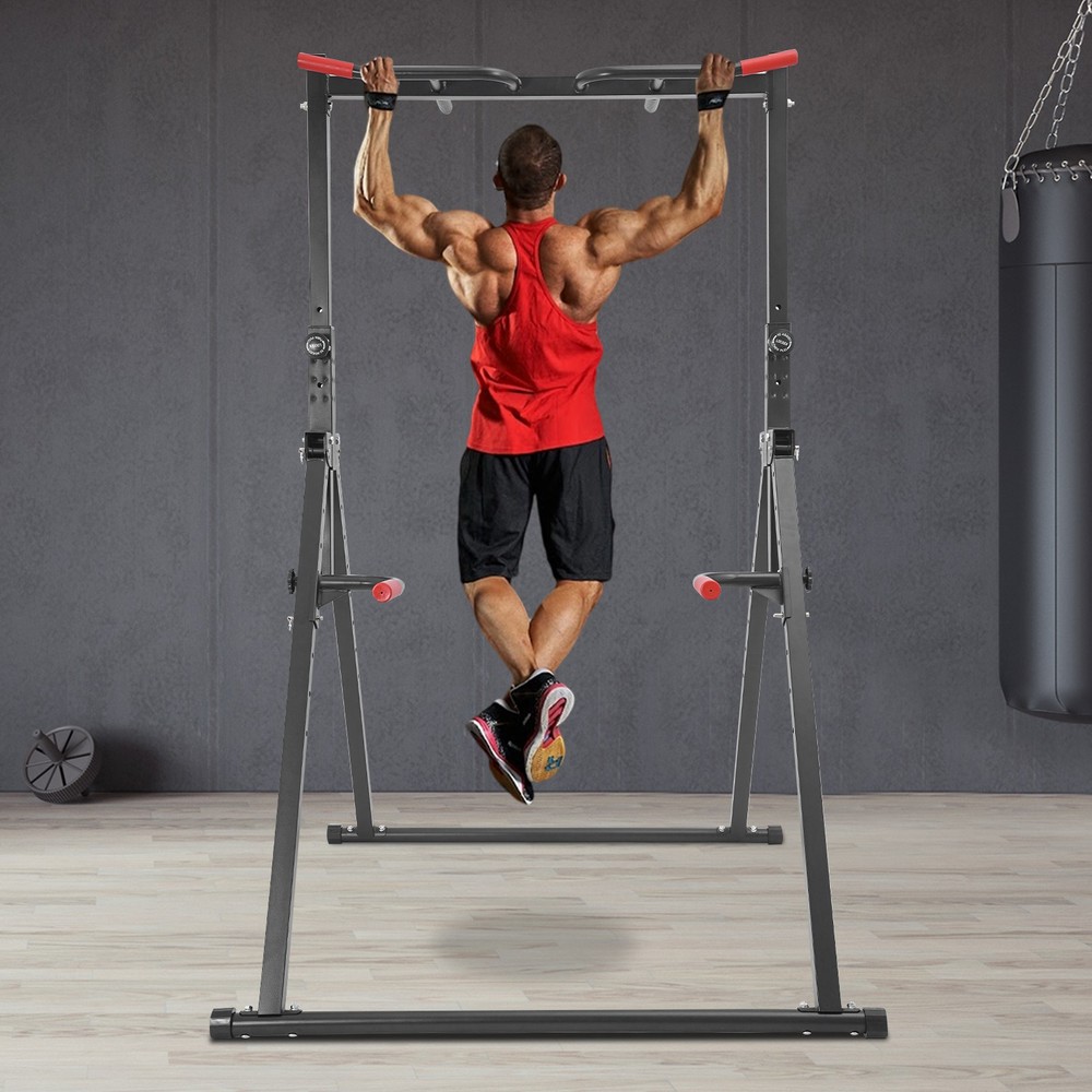 Adjustable Pull Up Bar Dip Station for Home Gym Strength Training Workout 440lbs