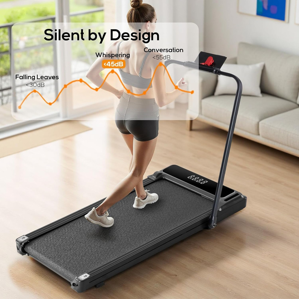 Walking Pad under Desk Treadmill with Foldable Handle Bar, Portable Compact Elec