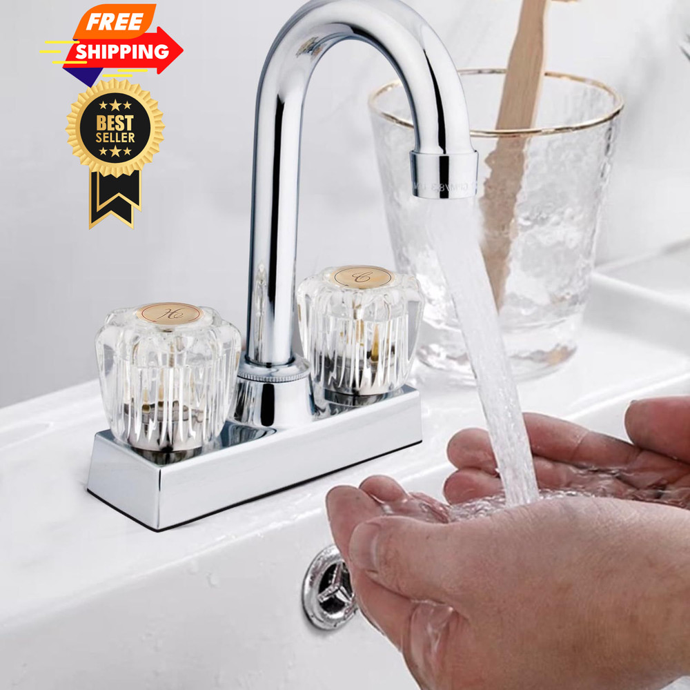 2PCS Clear Acrylic Faucet Handles Knobs Replacement Kit,Bathtub Transparent