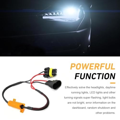 2 PCS 9006/HB4 LED Load Resistor Kit, 50W 6 Ohm Anti-Flicker Error Decoder,