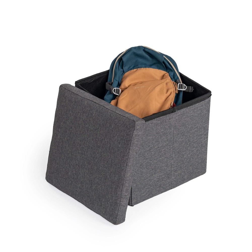 Homy Casa Elga Grey Folding Ottoman with Hidden Storage