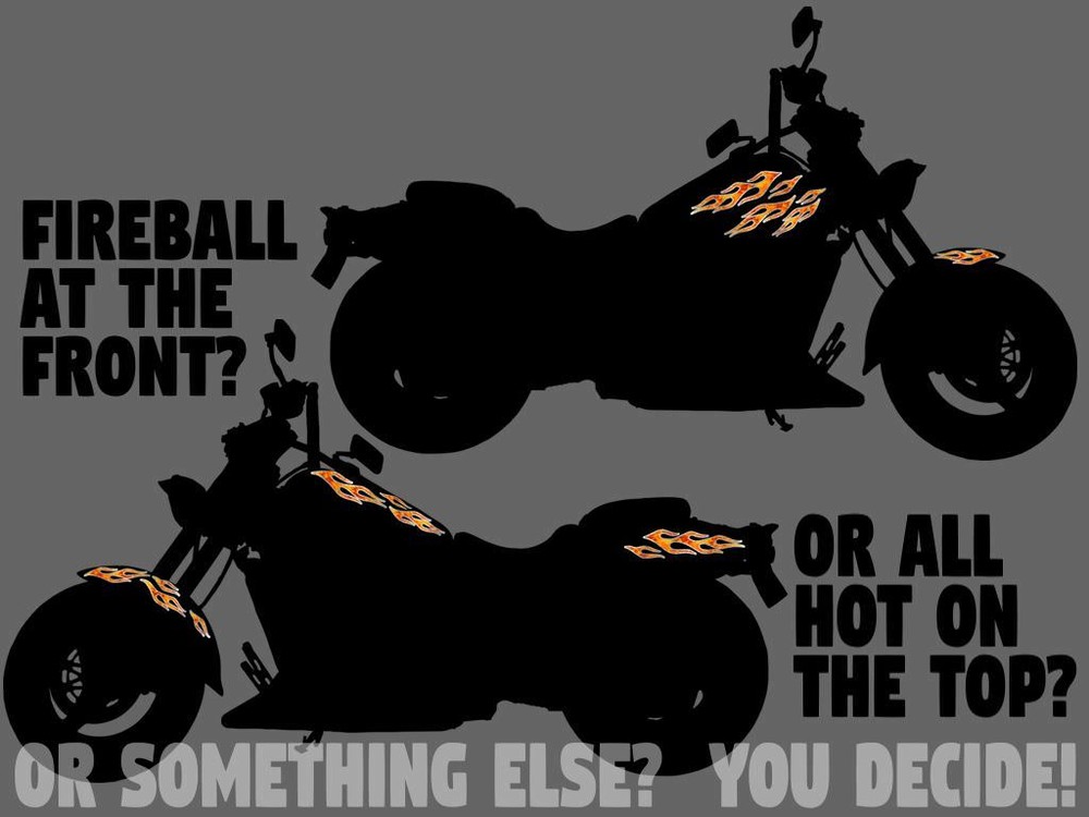 Old school Flame decals - 28pc set - True Fire & Silver Foil - for motorcycle