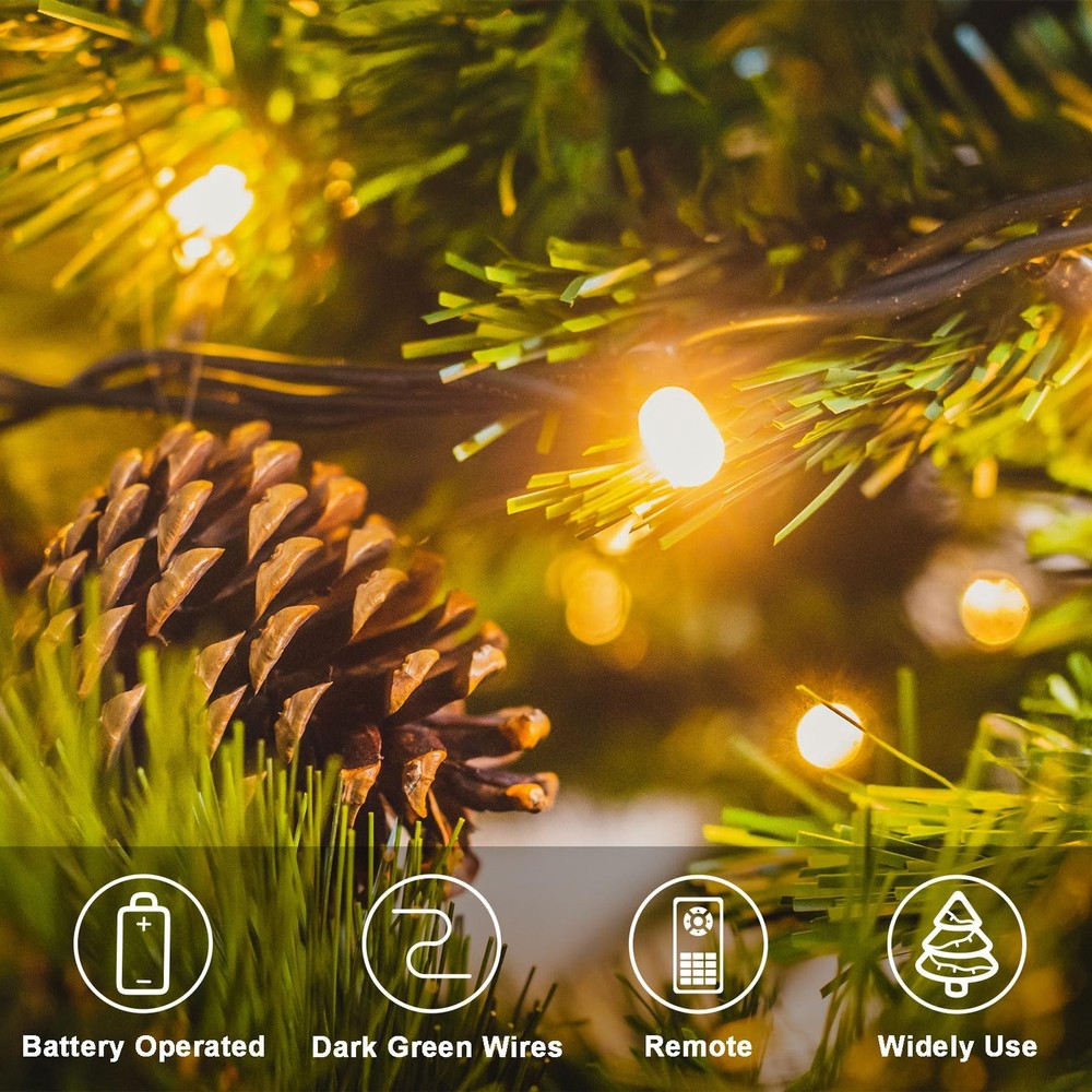 Battery Operated String Lights 4 Pack 16.5Ft 50LED String Lights with Remote ...