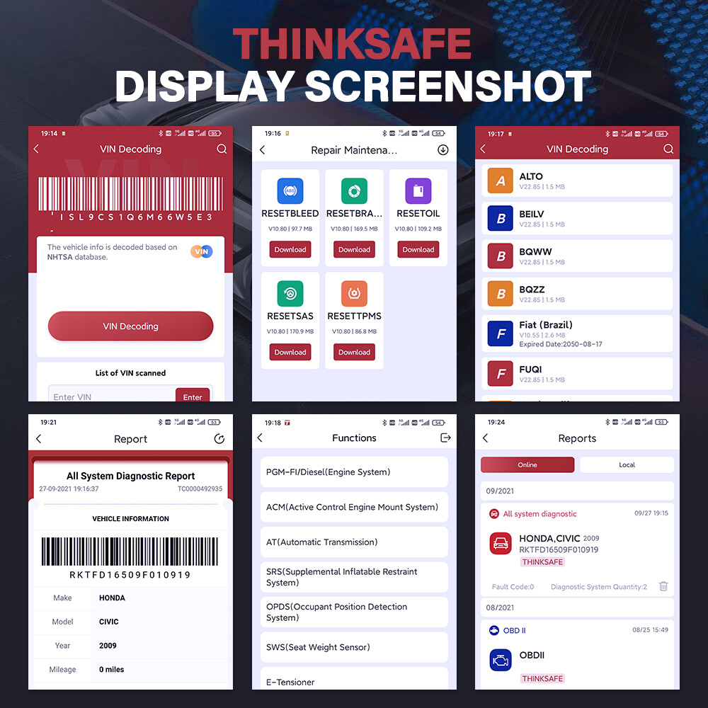 ThinkCar Bluetooth OBD2 All System Bidirectional Diagnostic Tool ABS EPB Reset