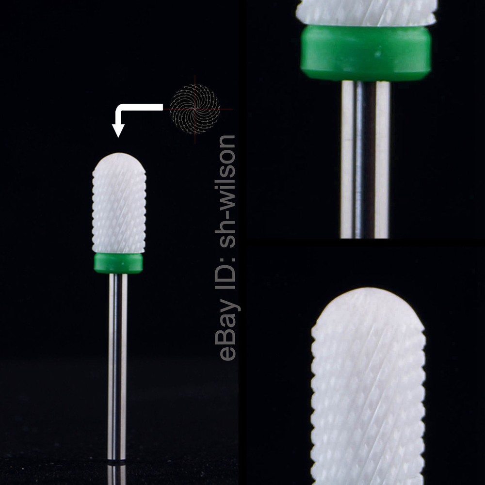 WILSON White Ceramic Nail Drill Bits - Large Rounded Top US SELLER