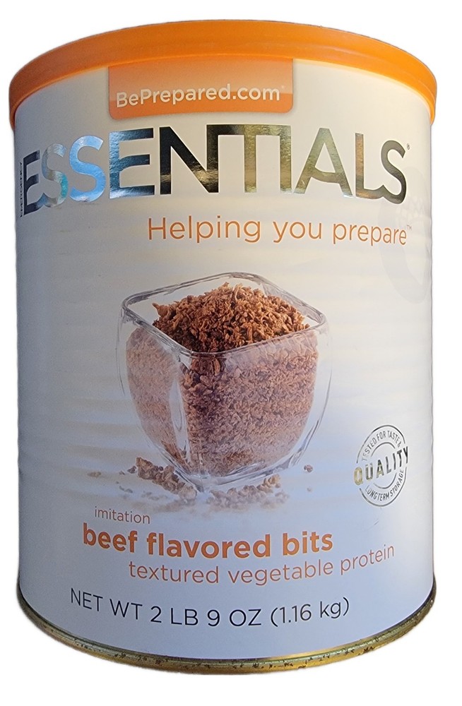 Essentials Imitation Beef Flavored Bits 2 lb, 9oz #10 Can, Survival READ