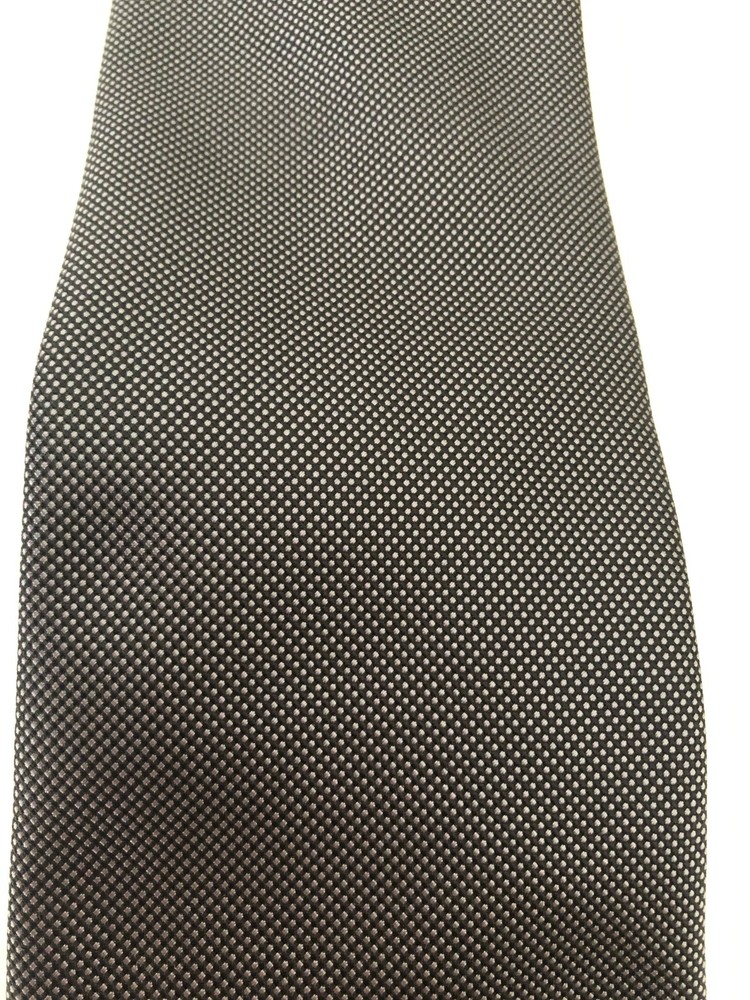 Connor Silk Men Tie Polyester Dark Grey White Dots