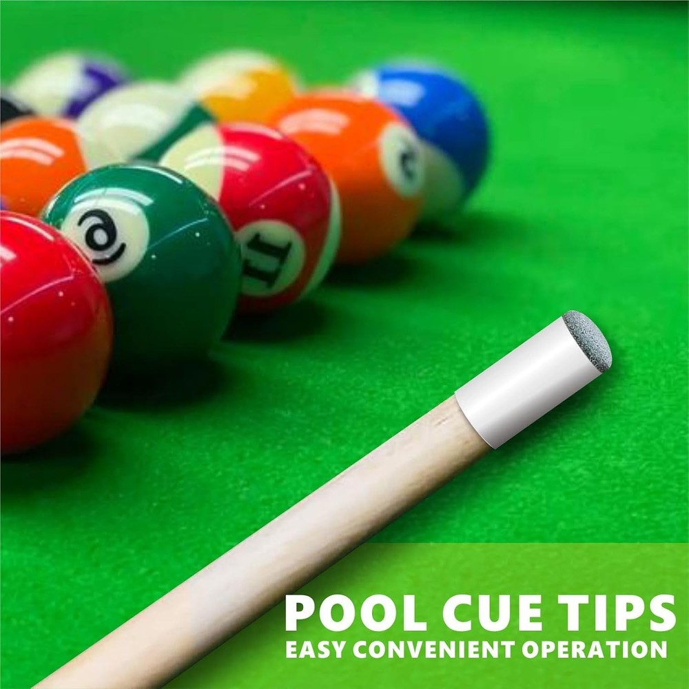 Textured Replacement Pool Stick Tips - 40pcs Leather, 10mm & 13mm