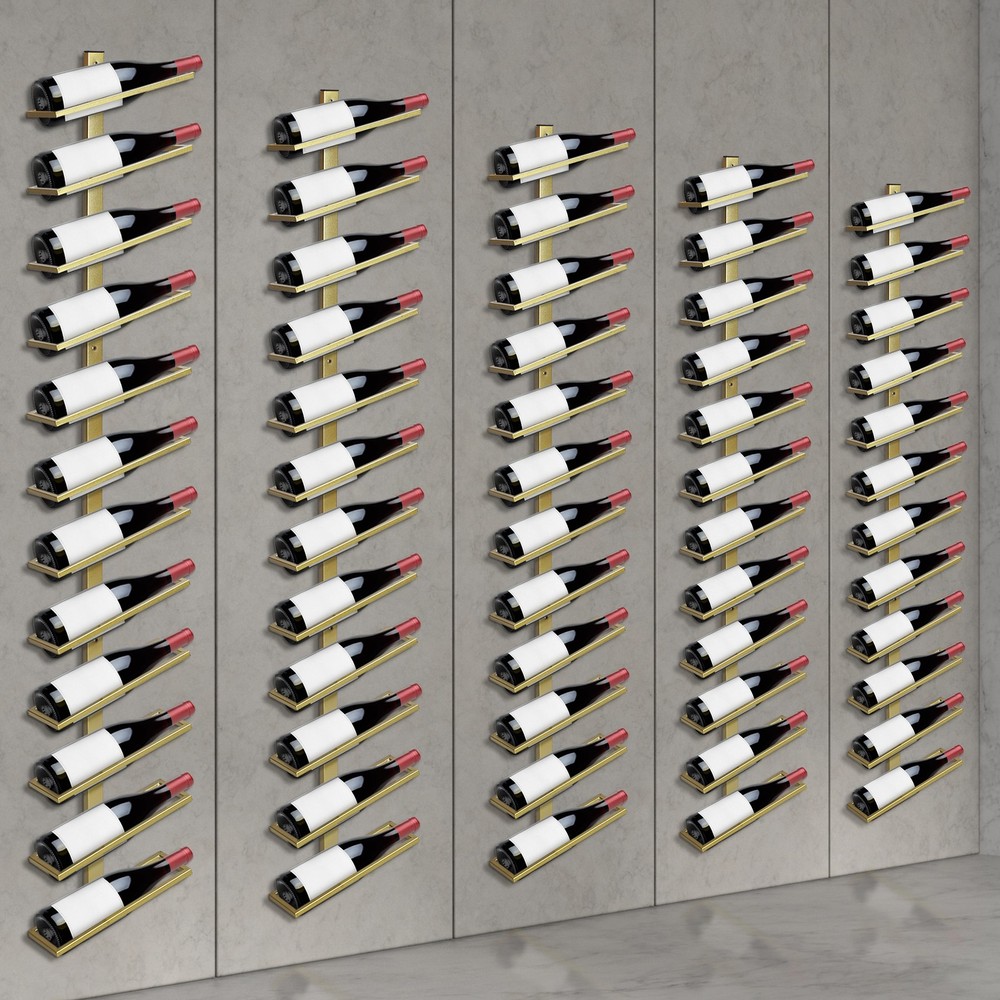 5 Pack Wall Mounted Wine Rack for 60 Bottles Wine Storage Organizer for Kitchen