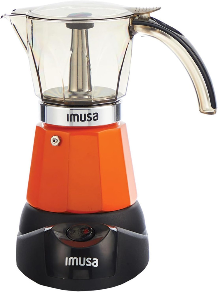 6 or 3Cup Electric Espresso Maker, Orange