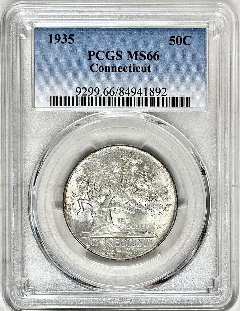 1935 CONNECTICUT COMMEMORATIVE HALF DOLLAR PCGS MS66