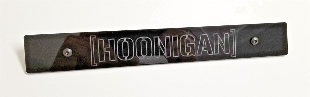 SR Black Front License Plate Delete w/ Custom HOONIGAN Style Laser Engraved
