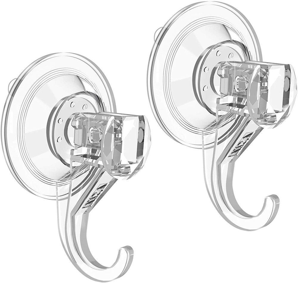 CCJH 2PC Clear Reusable Vacuum Suction Cup Hooks for Window Kitchen Bathroom