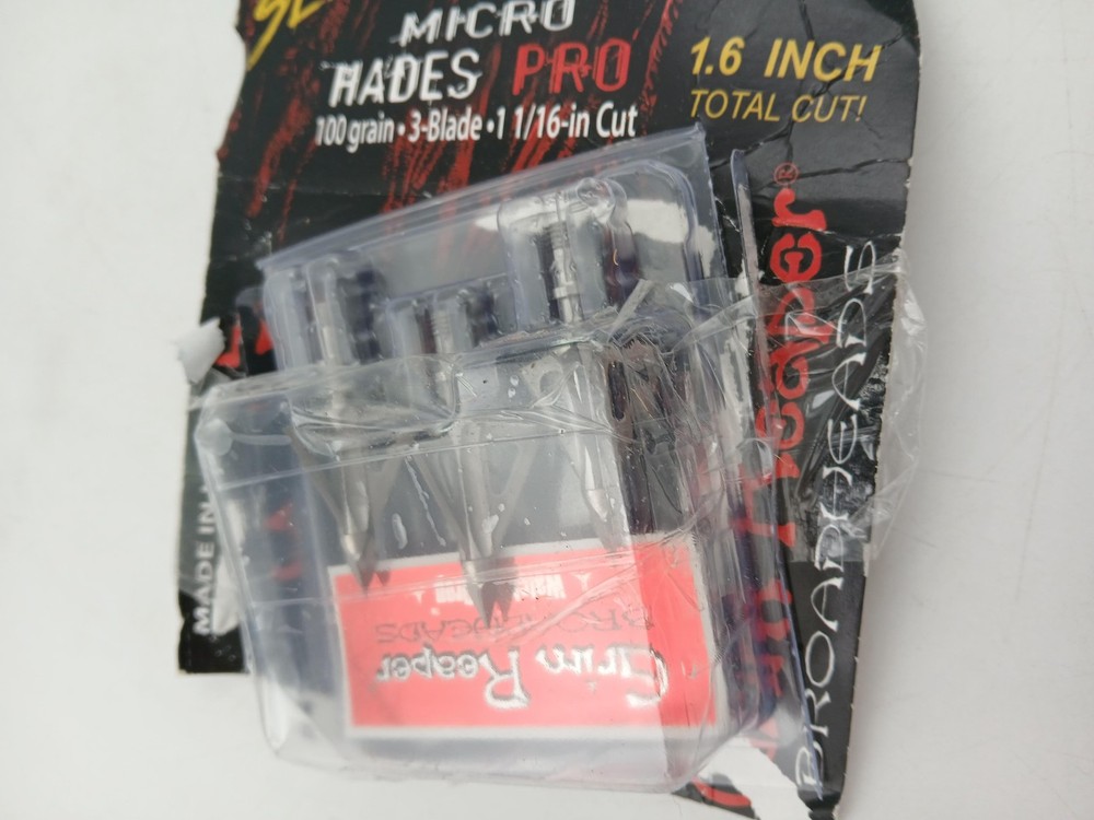 Grim Reaper Broadheads Micro Hades Pro 100 Grain 3 Blade Fixed Bow Silver